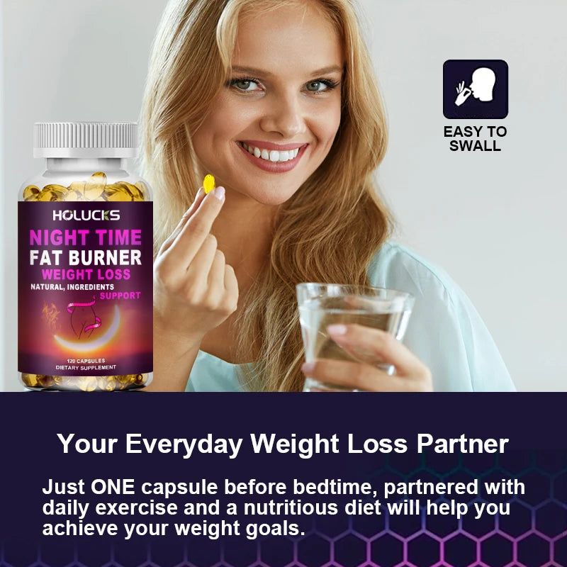 Night Time Weight Loss Capsules - Advanced Weight Loss Supplement - Fat Burners - Belly Fat Burner - Appetite Suppressant