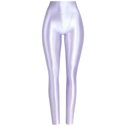 MJINM Sexy Glitter Soft Smooth High Waist Double-layered Small V-crotch Ankle-length Pants Yoga Fitness Gymnastic Tight Leggings