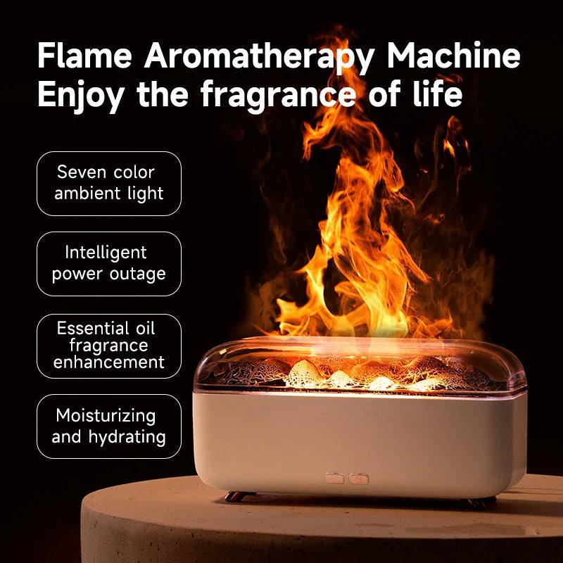 300ml Mini Volcanic Lava Essential Oil Aroma Diffuser Machine Small Household USB Home Fragrance Diffuser Flame Humidifier