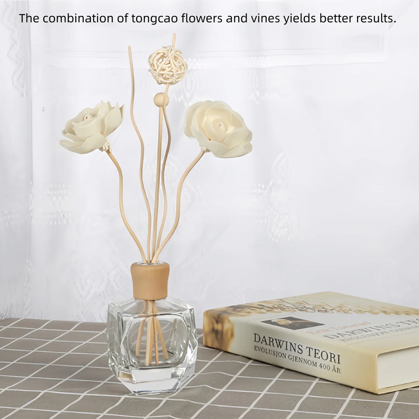 Natural Tongcao Diffuser Flowers 20cm 4 Pieces Rattan Diffuser Sticks for Aromatherapy Bottles Replacement Diffuser Sticks Aromatherapy Decorative Flowers for Essential Oil Bottles Home Decoration