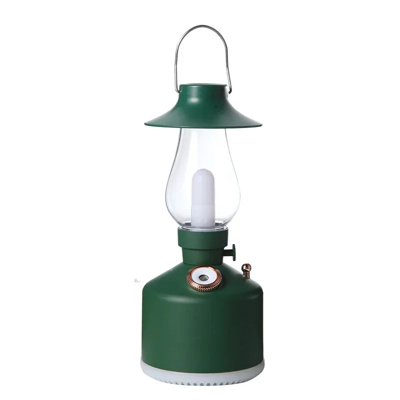 Wireless Air Humidifier Camping Lamp Aromatherapy Diffuser with LED Light USB Chargeable Retro Kerosene Lamp Mist Maker for Home