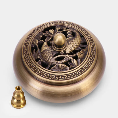 Incense Furnace Pure Copper Household Indoor Sandalwood Antique Pan Incense Furnace Soothes The God Incense Furnace
