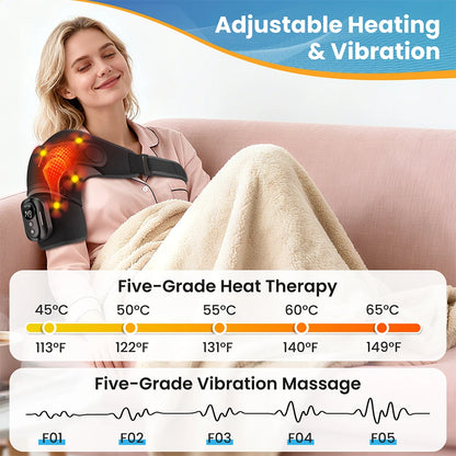 Electric Shoulder Masssager With Heat & Vibration Cordless Heating Pad With Remote Control Both Shoulder Muscle Relaxation Wrap