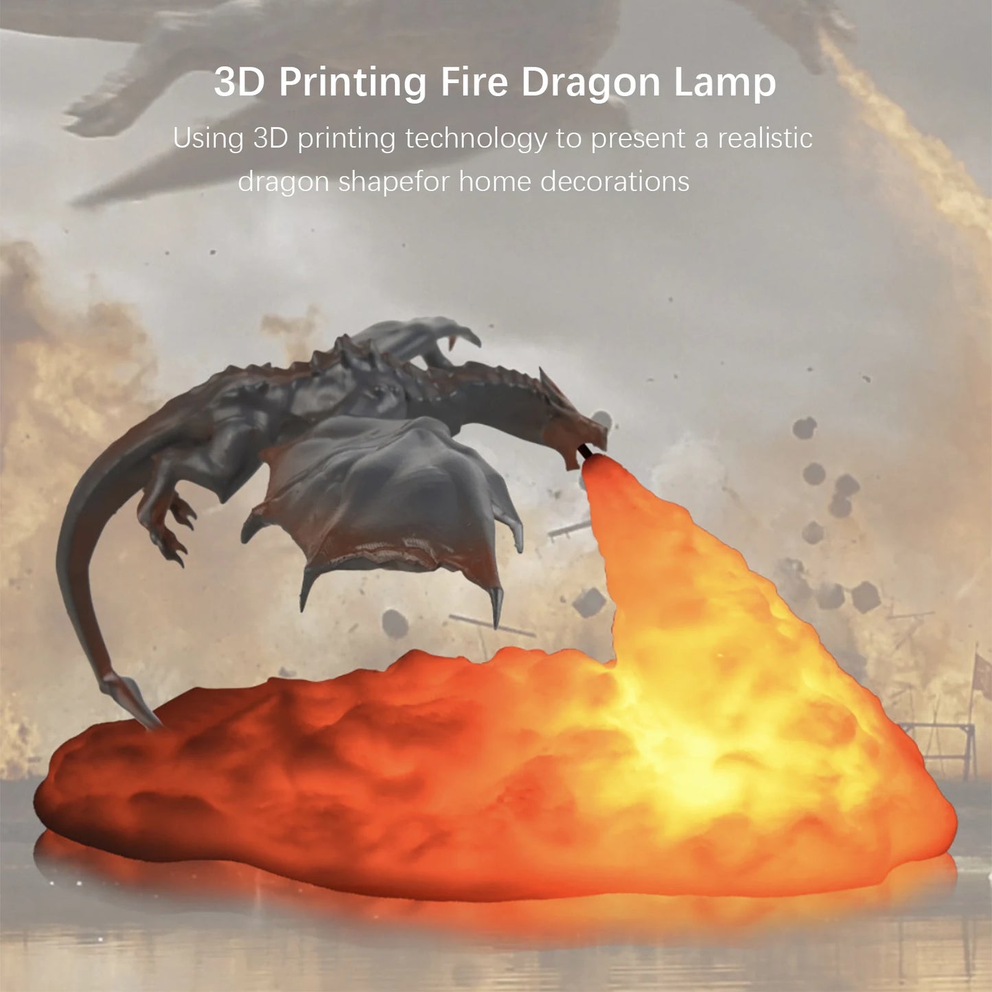 3D LED Dragon Night Light, USB-Rechargeable Table Lamp, Flying Dragon-Themed Bedroom Decor, Festive Party Mood Light