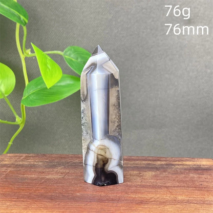 Black Agate Crystal Tower Natural Gem Obelisk Exquisite Home Decoration Ornament Rare Material for Relaxation And Energy