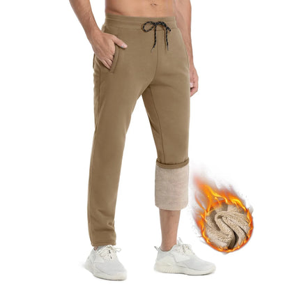 TACVASEN Winter Fleece Pants Mens Thicken Warm Thermal Trousers Drawstring Elastic Waist Jogging Pants Fitness Running Jogger