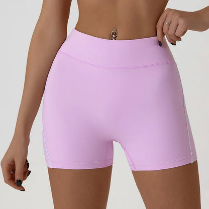 Nude High-elasticity Yoga Suit Contrasting Color Bra Halter Top Hip-lifting Fitness Line Shorts Pilates Sports Set