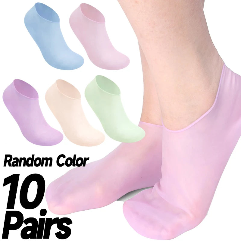 1/5/10Pairs Silicone Moisturizing Foot Socks Spa Tools Reusable Gel Stocking Protective Cover Anti Cracking Dead Skin Foot Care