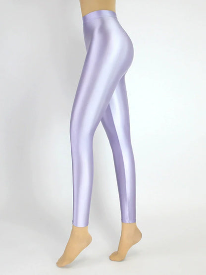 Plus Size Glossiness Pants Women Sexy Glossy Shiny Leggings High Waist Sport Fitness Yoga Pants Tights Leggings High Elastic