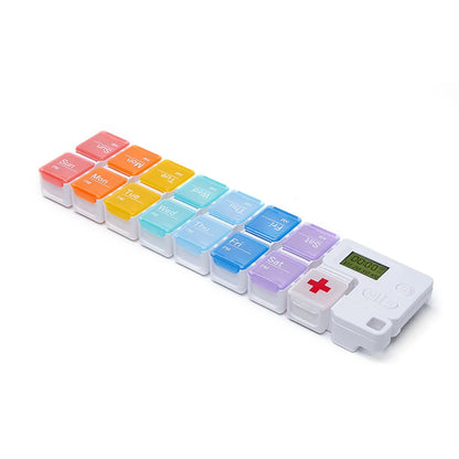 7 Day Pill Organizer 2 Times A Day Medicine Organizer with Timer Reminder Alarm Pill Box for Pills/Vitamin/Fish Oil/Supplements