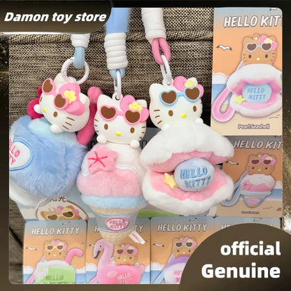 New Genuine Hello Kitty Summer Tan Skin Series Aromatherapy Pendant Blind Box Kawaii Hello Kitty Bag Pendant Mystery Box As Gift