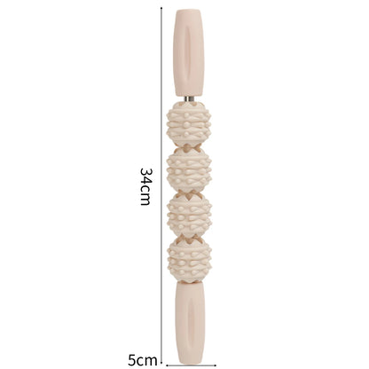 4 Ball Roller Muscles Massage Stick Relaxation Yoga Fitness Wolf Tooth Fascia for Calves Thighs Arm Full Body Massage Yoga Stick