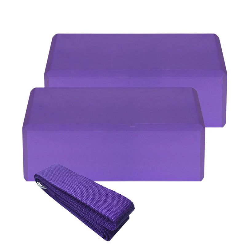 2pcs EVA Yoga Blocks 1pcs Cotton Yoga Strap Stability Blocks Yoga Strap Set for Yoga Pilates Meditation