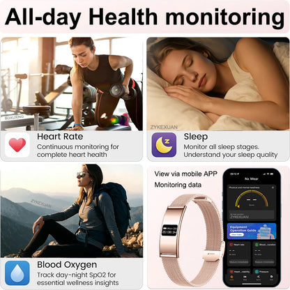 New Fashion Women Smart Bracelet IPX8 Waterproof Heart Rate Sleep Monitor Health Sports Fitness Tracker Call Reminder Smartwatch
