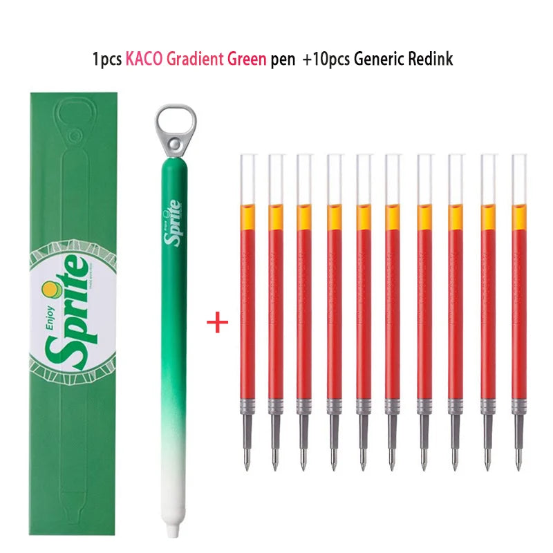 New KACO x Sprite Limited Edition Gel Pen,Dual Ball Pen Quick Drying Stylo 0.5mm Click Smooth Writing For School&Journaling