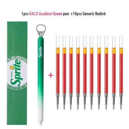 New KACO x Sprite Limited Edition Gel Pen,Dual Ball Pen Quick Drying Stylo 0.5mm Click Smooth Writing For School&Journaling