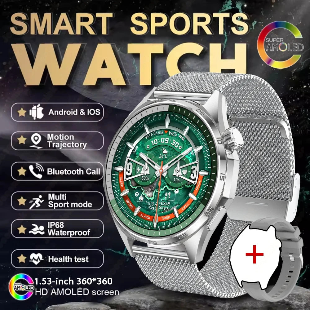2026 New Watch 6 PRO Bluetooth Call Smart Watches Men GPS Tracking Sports Fitness IP68 Waterproof 1.53inch AMOLED Smartwatch