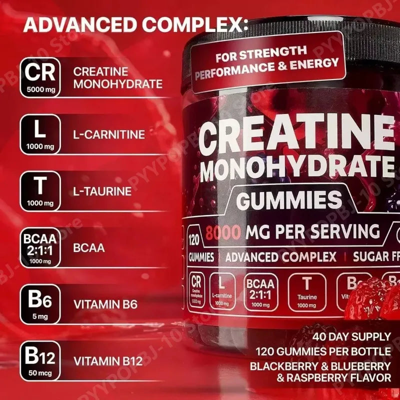 Creatine Monohydrate Gummies And Vitamins NEW 8000 mg SUGAR FREE