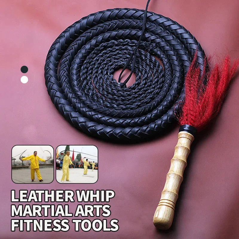 Martial Arts Leather Whip 1/1.5/2M Shepherd Whip Outdoor Fitness Tools Adult Physical Exercise Whip Horse Riding Toys