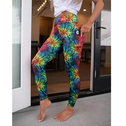LETSFIND High Waist Women's Fitness Leggings 3D Digital Print Sexy Pockert Elastic Pants Fashionable Gym Trousers