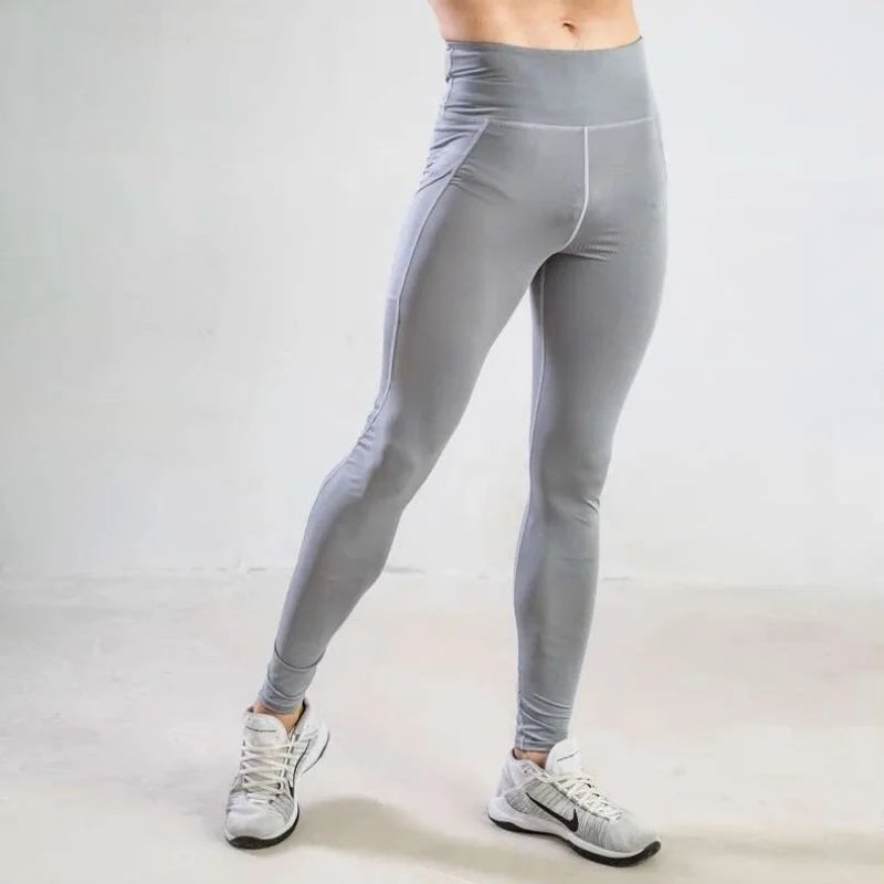Glossy Men's Tight Fitness Running Pants Leggings Plus Size Training Joggers Sweat Trousers