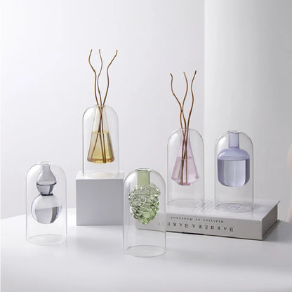 Double Glass Vase Hydroponic Plant Flower Arrangement Glass Empty Bottle Ornaments Simple Essential Oil Aromatherapy Bottle