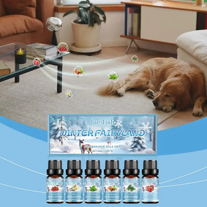 Aromatherapy Oil Set for Diffuser Fragrance Oil Kit 6Pieces Oil Set Winter Scented Oil Pure Blend Diffuser Oil for Humidifier