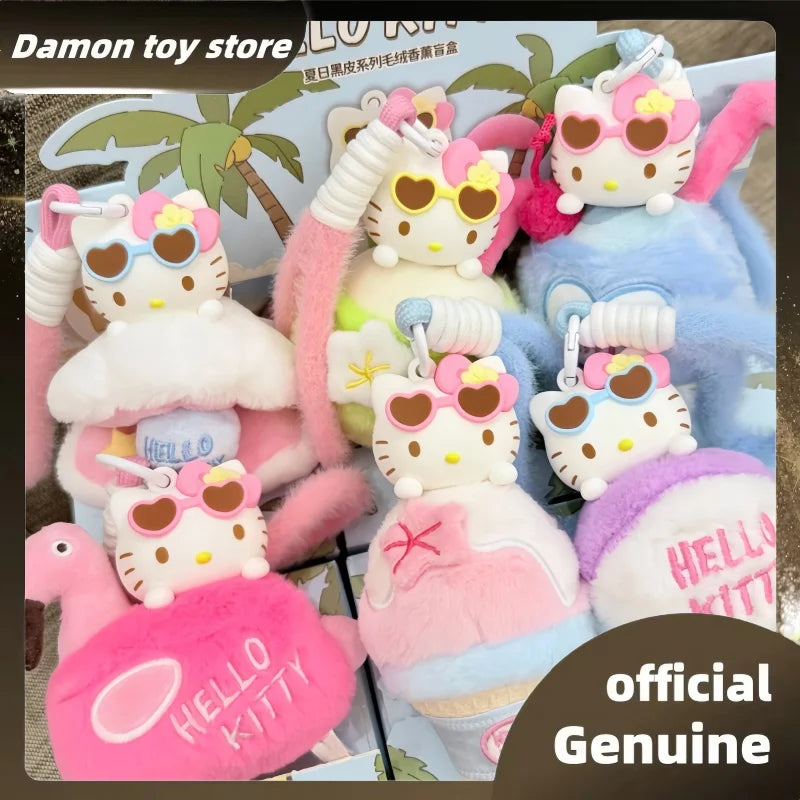 New Genuine Hello Kitty Summer Tan Skin Series Aromatherapy Pendant Blind Box Kawaii Hello Kitty Bag Pendant Mystery Box As Gift
