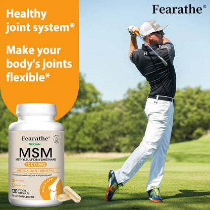 MSM 1000 Mg - 120 Veggie Capsules - Methylsulfonylmethane - Dietary Supplement Antioxidant, Supports & Strengthens Joints