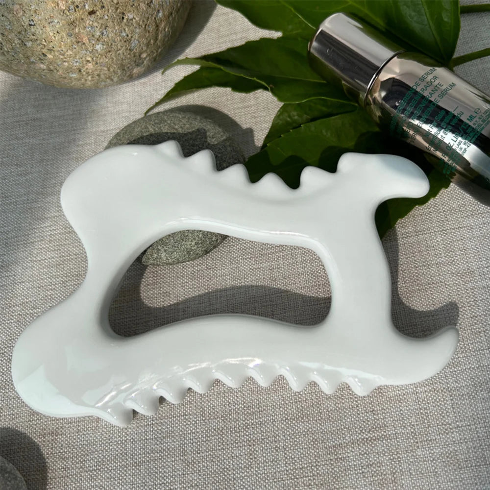 Ceramic Gua Sha Massager Body Skin Scraping Facial Guasha for Slim Face and Body Muscle Relaxation