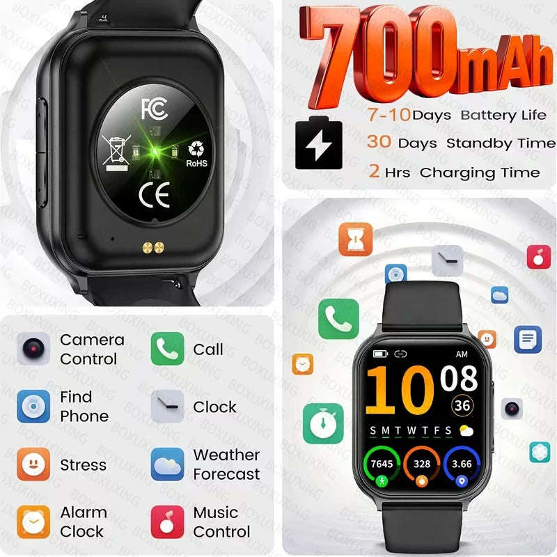 Bip 6 Pro 700 mAh Smart Watch Men Women Outdoor Sports Fitness Heart Rate GPS Track Bluetooth Call IP68 Waterproof Smartwatches