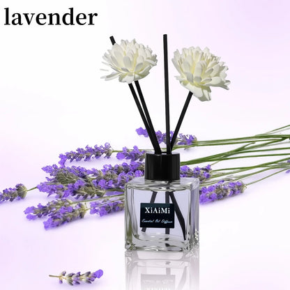 Flameless Home Fragrance Freesia Lavender Aromatherapy Oil with Reed Diffuser Stick Liquid Air Freshener Room Decor Ornaments