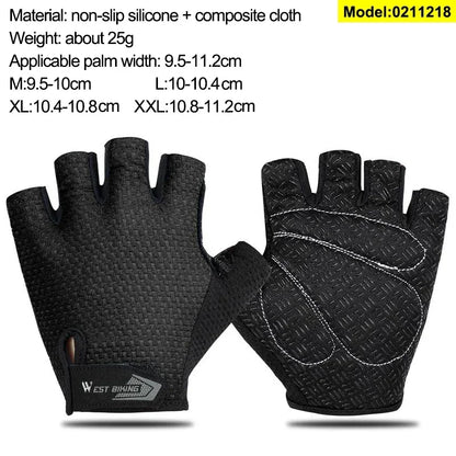 WEST BIKING Mountain Road Bike Gloves Half Finger Summer Cycling Equipment Anti-slip Shock SBR Bicycle Fitness Fingerless Mitten