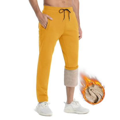 TACVASEN Winter Fleece Pants Mens Thicken Warm Thermal Trousers Drawstring Elastic Waist Jogging Pants Fitness Running Jogger