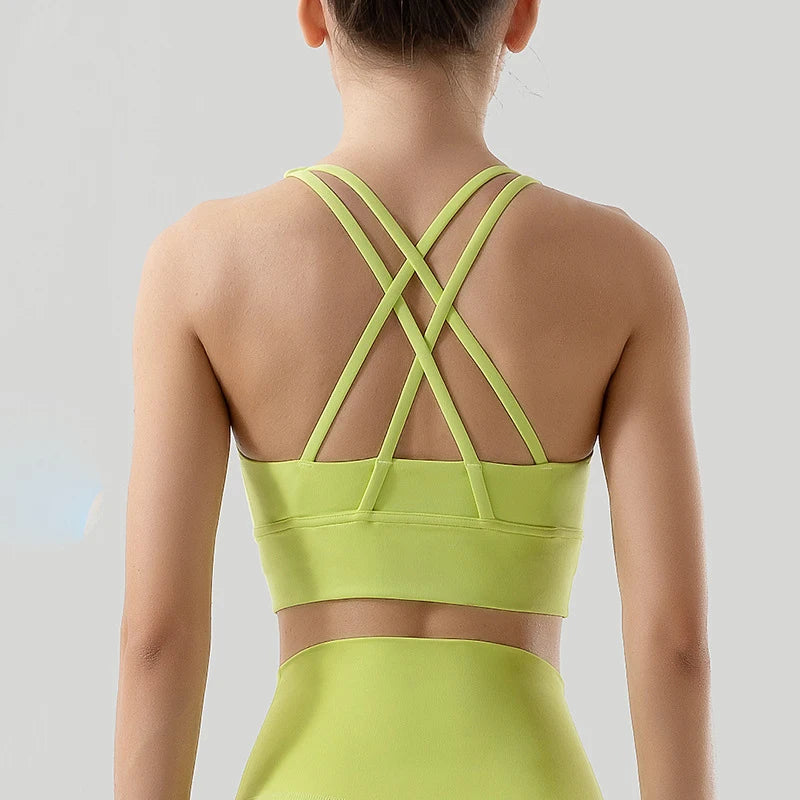 TRY TO BN Women Bra Yoga Sports Bralette Nylon Breathable Fitness Top Underwear Cross Sexy Back  Anti-Shake Gym Female Bras