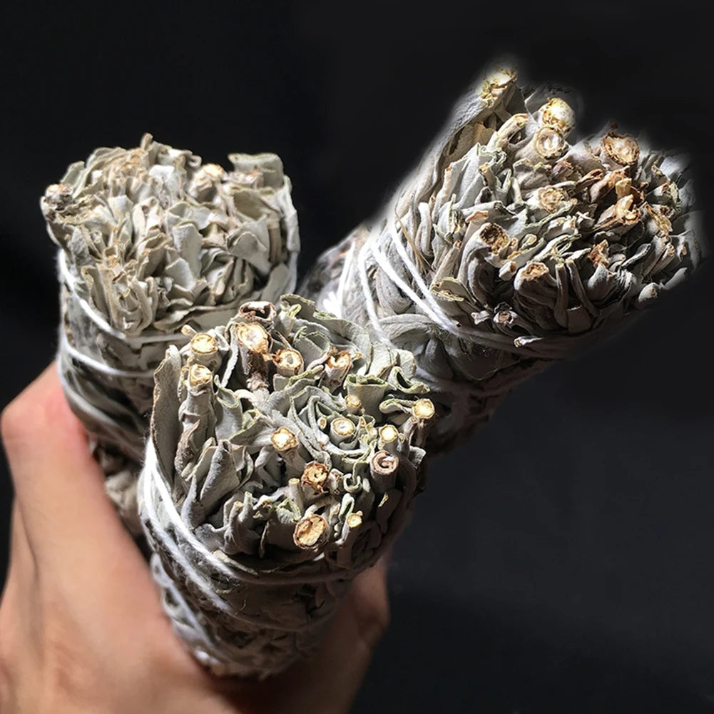Meditation Incense White Sage Pure Grass Bundle California Smudge Stick Wand for Spiritual Incense Sticks Burning Aromatherapy