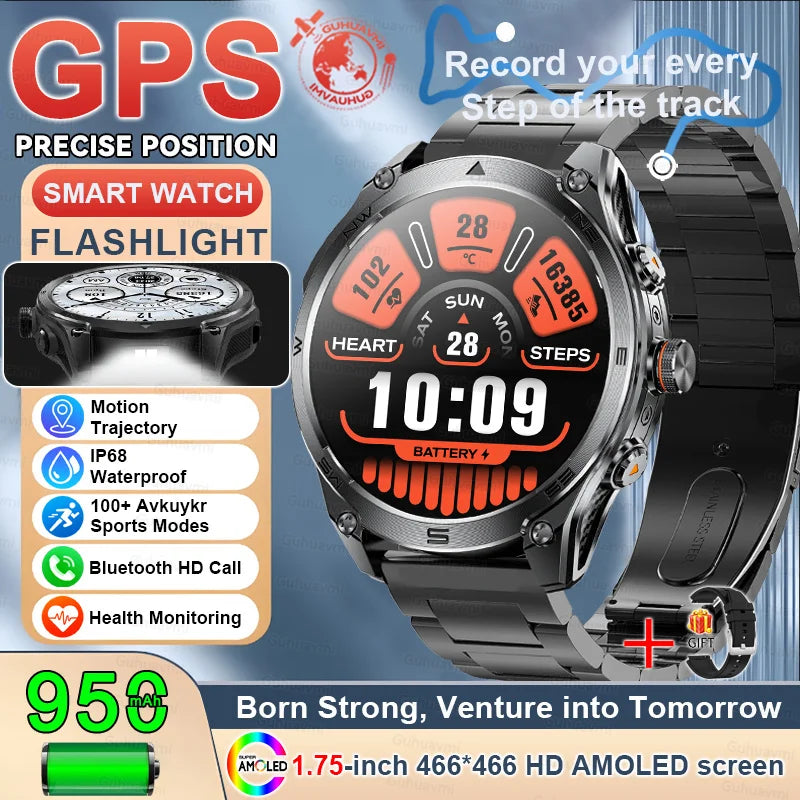 T-Rex 3 Ultra GPS Military Smart Watch Men 10ATM Waterproof Outdoor Sport Fitness Tracker Health Monitor Bluetooth Call Compass