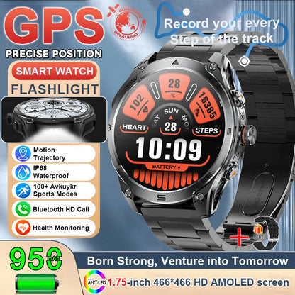 T-Rex 3 Ultra GPS Military Smart Watch Men 10ATM Waterproof Outdoor Sport Fitness Tracker Health Monitor Bluetooth Call Compass