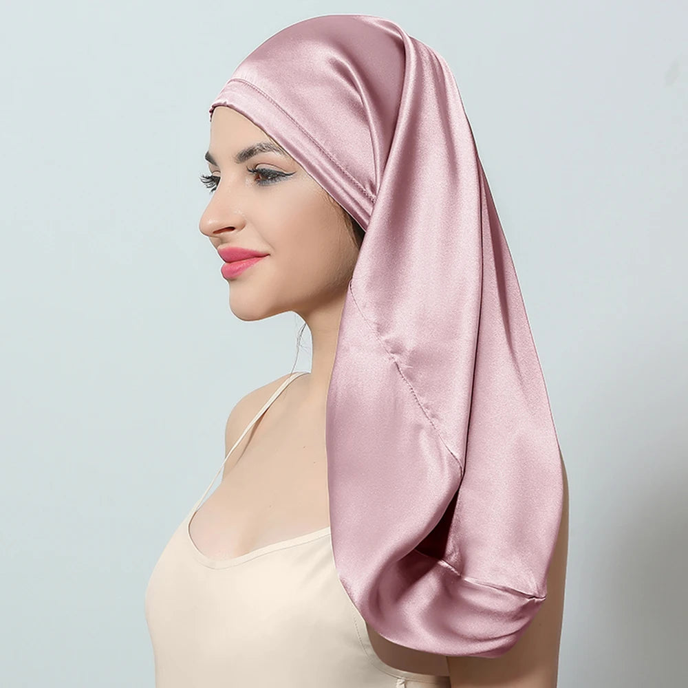 100% Silk Sleeping Hair Cap Long Hair Night Silk Sleep Cover for Women for Hair Care 16 Momme