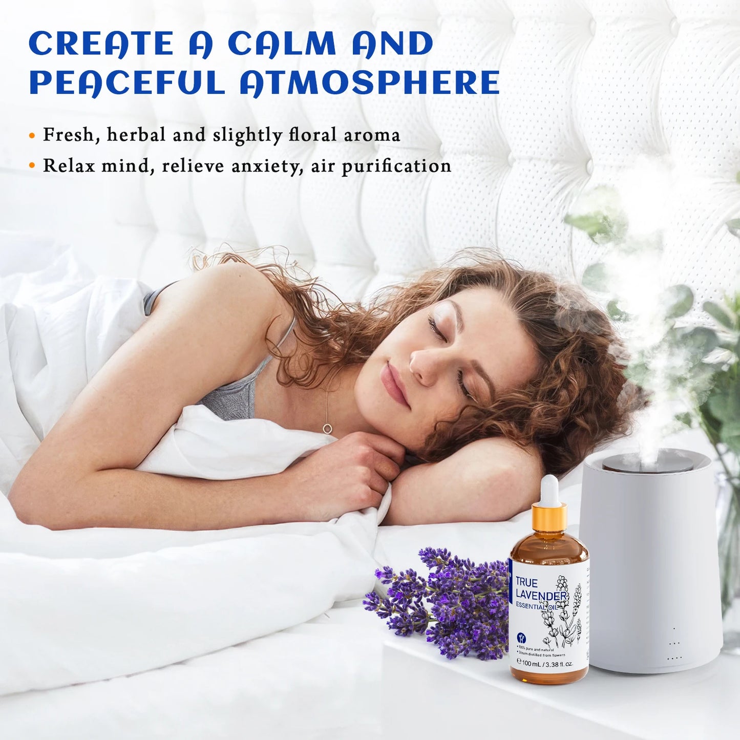 HIQILI 100% Pure Lavender Essential Oil 100ML Aromatherapy Diffuser Oil for Sleep Relaxation Diffuser Massage Skin Care