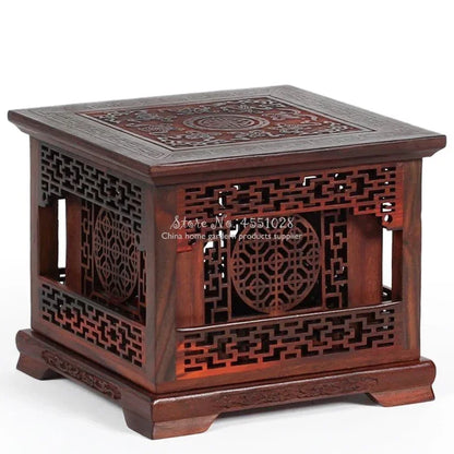 Red Rosewood Incense Burner Double-Layer Sandalwood Box Wood Carving Crafts Solid Four-Corner Ornament Home Decor