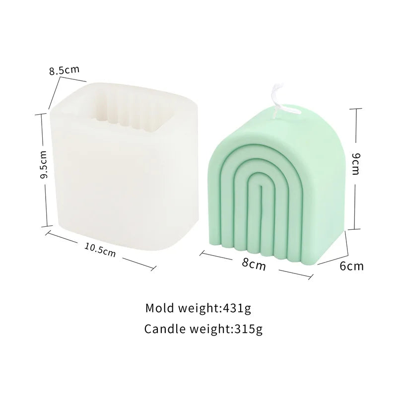 Large Geometric 3D Folding Fan Silicone Candle Mold Striped Origami Scallop Drip Glue Aromatherapy Soap Plaster Ice Cube Mould