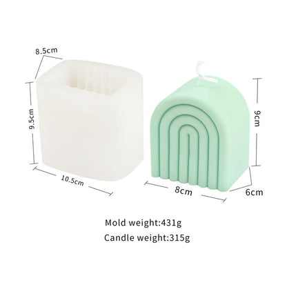 Large Geometric 3D Folding Fan Silicone Candle Mold Striped Origami Scallop Drip Glue Aromatherapy Soap Plaster Ice Cube Mould