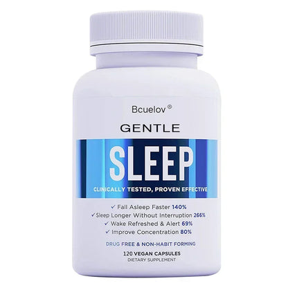 Bcuelov Natural Sleep Support Capsules - Non-Habit-Forming, Melatonin + GABA + Ashwagandha for Deeper Sleep & Relaxation