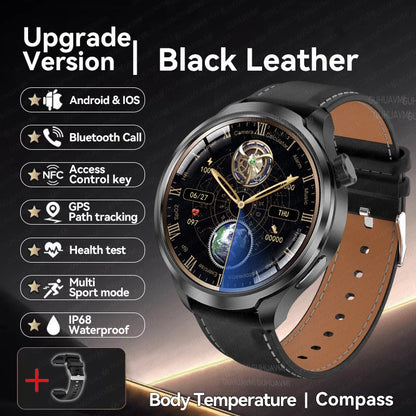 New 1.85"AMOLED NFC GPS Smart Watches For man IP68 Waterproof Blood Pressure Body Temperature Sport Fitness tracker Smart Watch