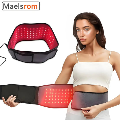 Far Infrared Red Light Therapy Belt Waist Back Pain Relief 660nm 850nm LED Massage Belt Blood Circulation Muscle Relaxation
