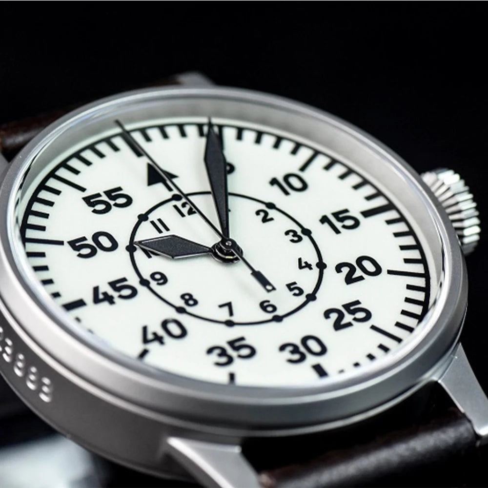 Hruodland F013 Classic Retro Men's Automatic Mechanical Watch Sapphire Stainless Steel Leather Waterproof 10Bar Luminous watch