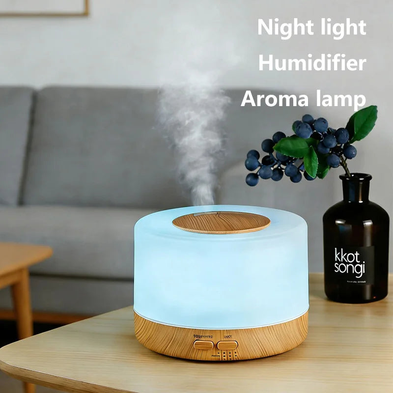700ml Large Capacity Wood Grain Aromatherapy Humidifier Intelligent  Fog Aromatherapy Diffuser Colorful Night Light Air Purifie