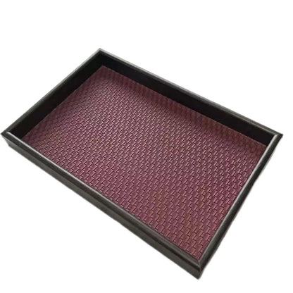 Elegant Woven Faux Leather Tray for Cosmetics, Perfume & Aromatherapy Storage Tray - Key Holder & Decorative Storage Plate