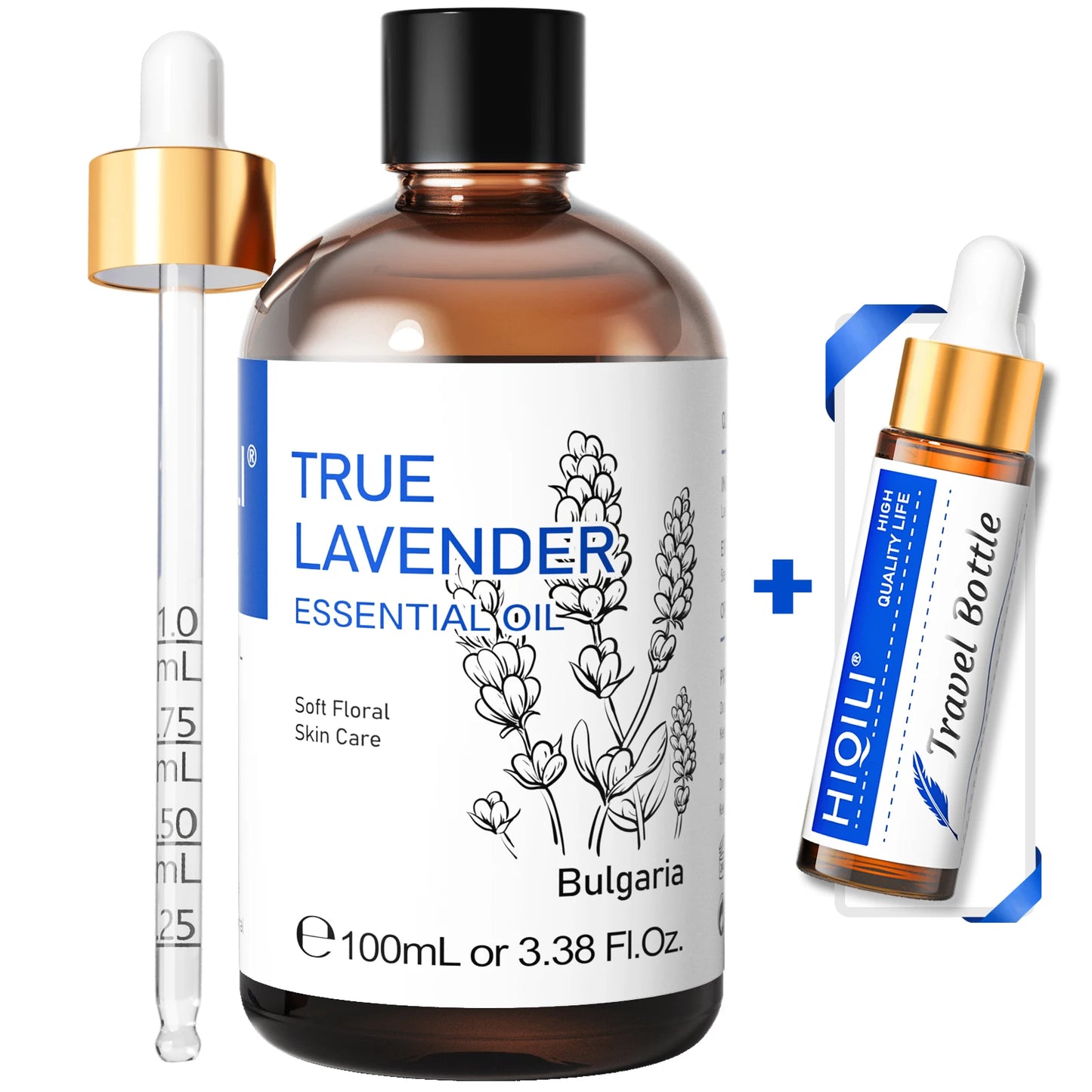 HIQILI 100% Pure Lavender Essential Oil 100ML Aromatherapy Diffuser Oil for Sleep Relaxation Diffuser Massage Skin Care